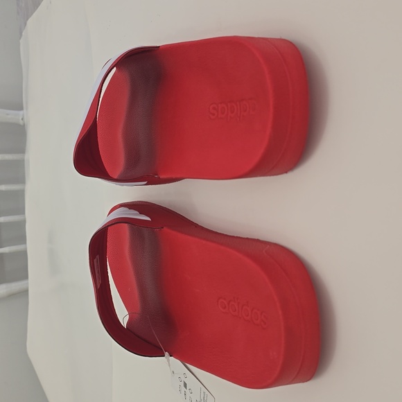 NWT Adidas Red White Adilette Shower Slides Sandals Made In Italy Size Men\'s 18 main image 10